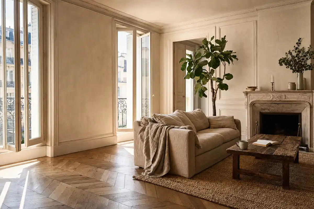 Un intérieur chaleureux de maison rénovée